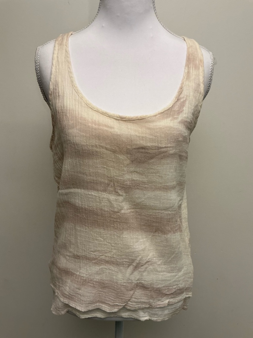 KAIN -Women's Cream & Beige Scoop Neck Tank Top